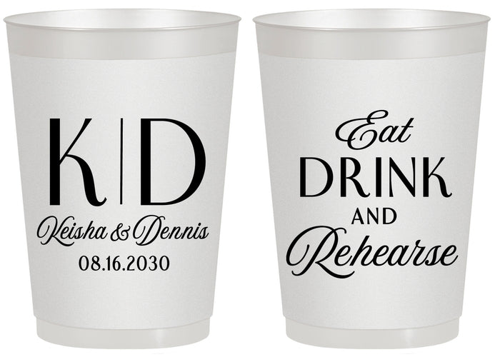 Personalized Rehearsal Dinner 20 oz Frosted Cups - Eat Drink Rehearse | 30000