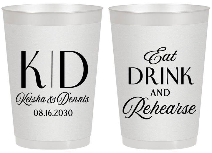 Personalized Rehearsal Dinner 20 oz Frosted Cups - Eat Drink Rehearse | 30000