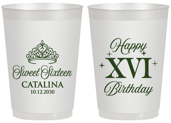 Personalized 16th Birthday 20 oz Frosted Cups - Tiara | 300002