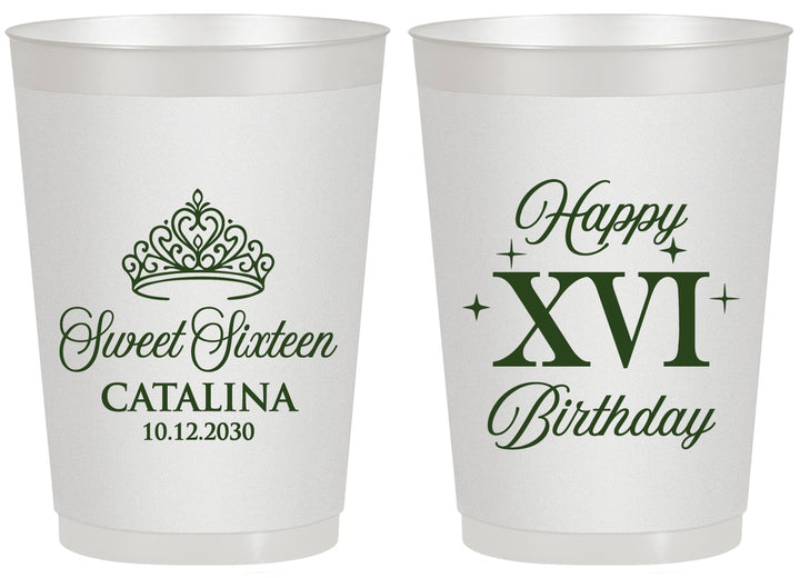 Personalized 16th Birthday 20 oz Frosted Cups - Tiara | 300002