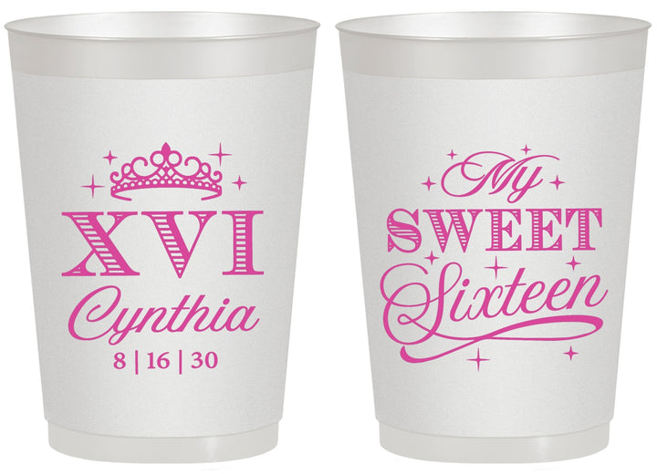 Personalized 16th Birthday 20 oz Frosted Cups - Tiara | 300003
