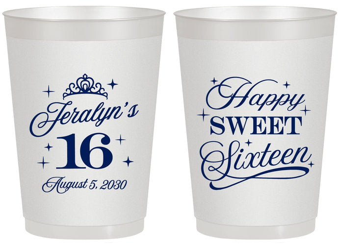 Personalized 16th Birthday 20 oz Frosted Cups - Tiara | 300004