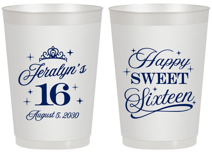 Personalized 16th Birthday 20 oz Frosted Cups - Tiara | 300004