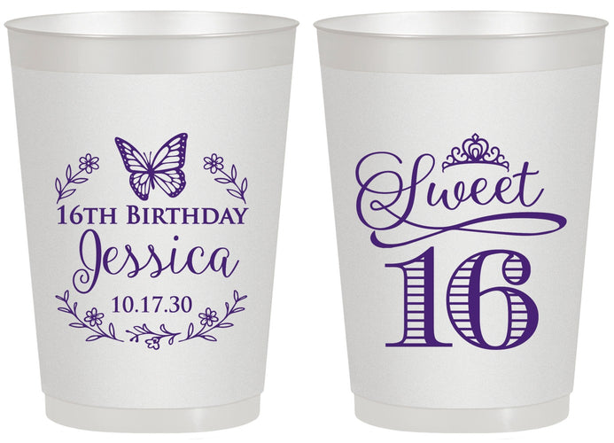 Personalized 16th Birthday 20 oz Frosted Cups - Butterfly | 300005