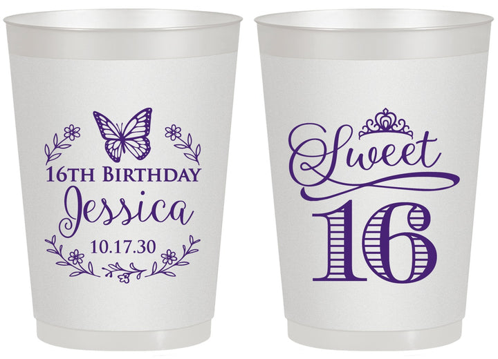 Personalized 16th Birthday 20 oz Frosted Cups - Butterfly | 300005