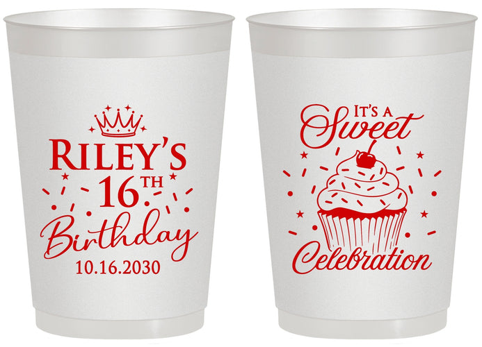 Personalized 16th Birthday 20 oz Frosted Cups - Cupcake | 300006