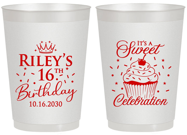 Personalized 16th Birthday 20 oz Frosted Cups - Cupcake | 300006