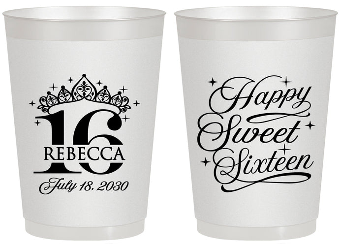 Personalized 16th Birthday 20 oz Frosted Cups - Tiara | 300008