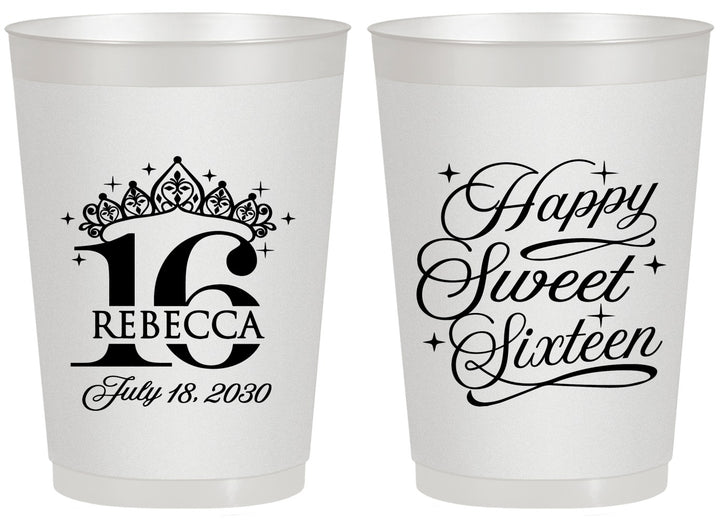 Personalized 16th Birthday 20 oz Frosted Cups - Tiara | 300008