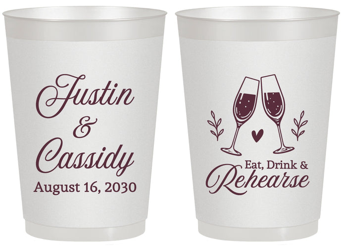 Personalized Rehearsal Dinner 20 oz Frosted Cups - Eat Drink Rehearse | 30001