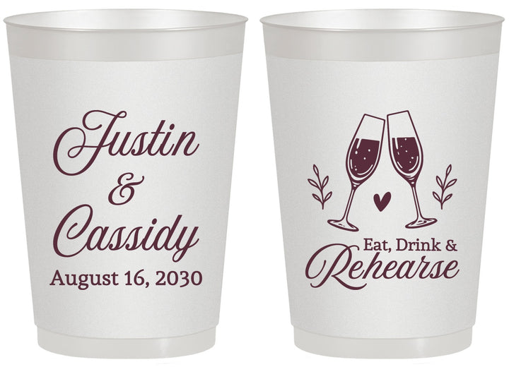 Personalized Rehearsal Dinner 20 oz Frosted Cups - Eat Drink Rehearse | 30001