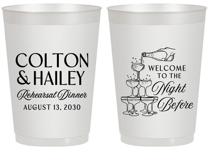 Personalized Rehearsal Dinner 20 oz Frosted Cups - The Night Before | 30007