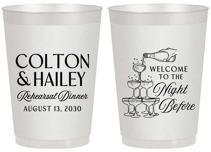 Personalized Rehearsal Dinner 20 oz Frosted Cups - The Night Before | 30007