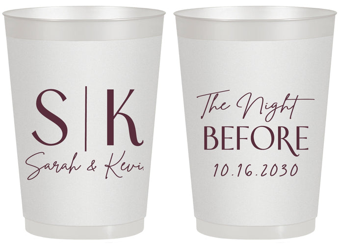 Personalized Rehearsal Dinner 20 oz Frosted Cups - The Night Before | 30009