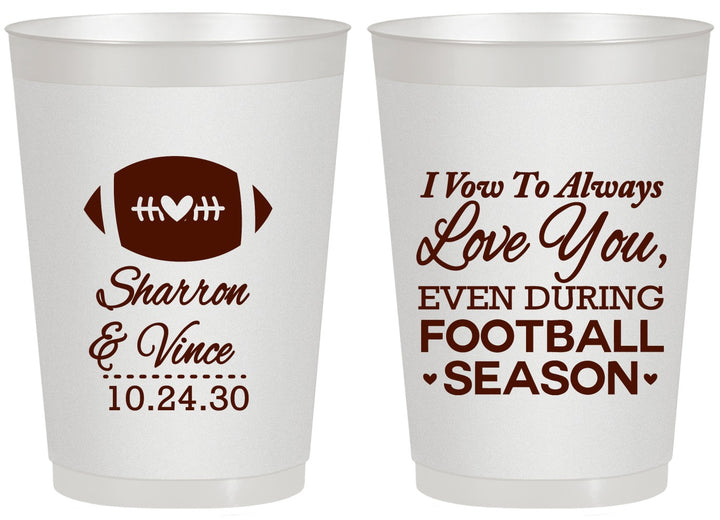Personalized Wedding 20 oz Frosted Cups - Football | 302