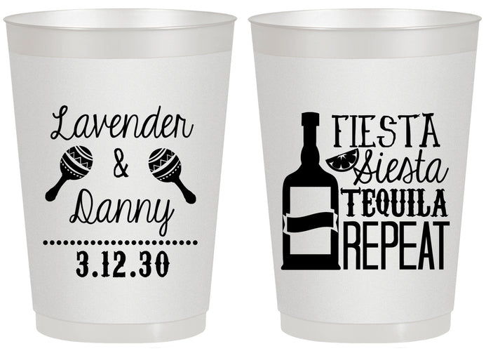 Personalized Wedding 20 oz Frosted Cups - Fiesta Siesta Tequila Repeat | 306