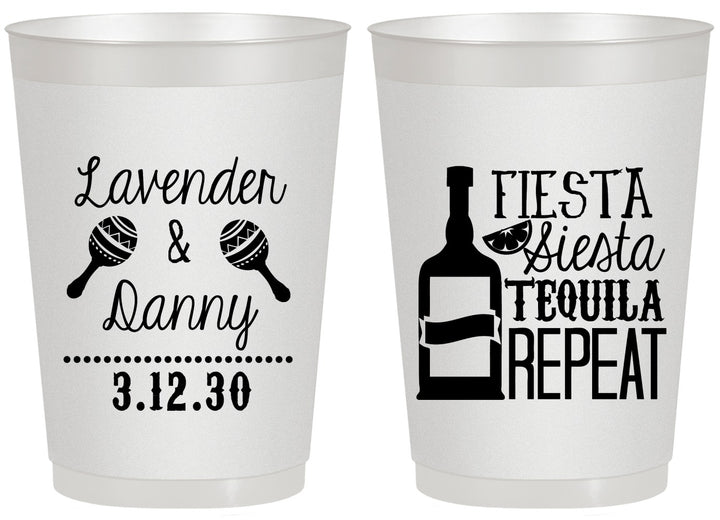 Personalized Wedding 20 oz Frosted Cups - Fiesta Siesta Tequila Repeat | 306