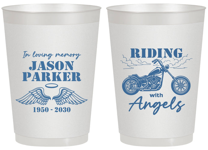 Personalized Memorial 20 oz Frosted Cups - Riding With Angels | 310018