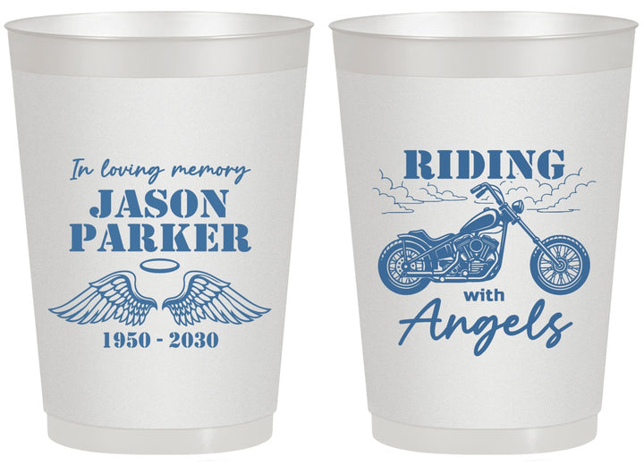 Personalized Memorial 20 oz Frosted Cups - Riding With Angels | 310018