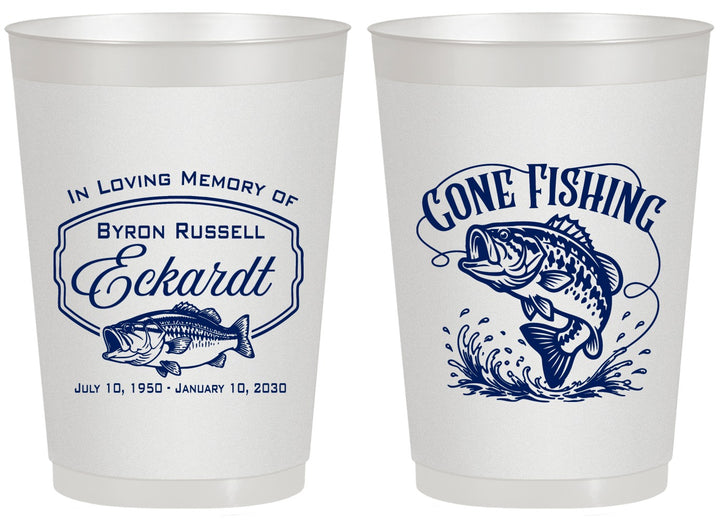 Personalized Memorial 20 oz Frosted Cups - Gone Fishing | 310022