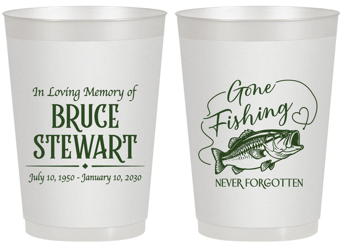Personalized Memorial 20 oz Frosted Cups - Gone Fishing | 310023