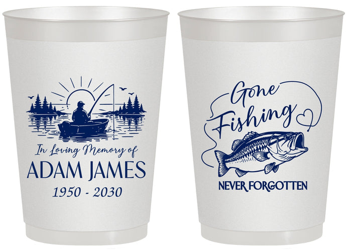 Personalized Memorial 20 oz Frosted Cups - Gone Fishing | 310024