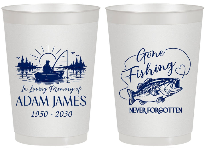 Personalized Memorial 20 oz Frosted Cups - Gone Fishing | 310024