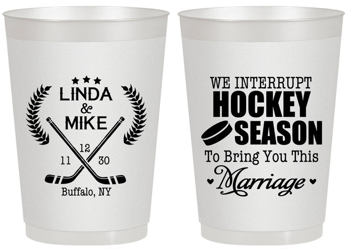 Personalized Wedding 20 oz Frosted Cups - We Interrupt Hockey | 312