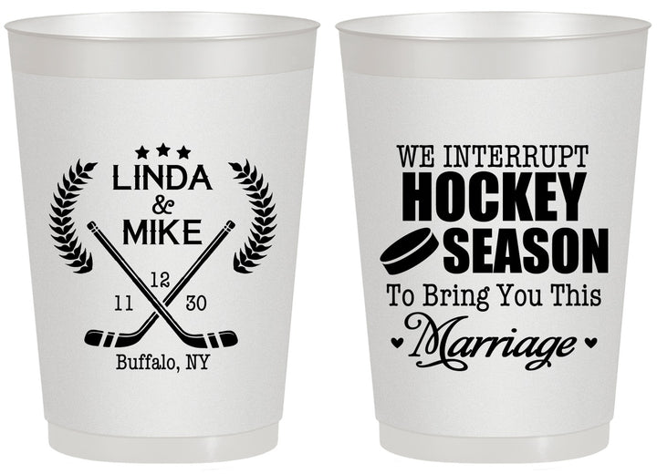 Personalized Wedding 20 oz Frosted Cups - We Interrupt Hockey | 312