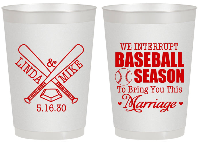 Personalized Wedding 20 oz Frosted Cups - We Interrupt Baseball | 313