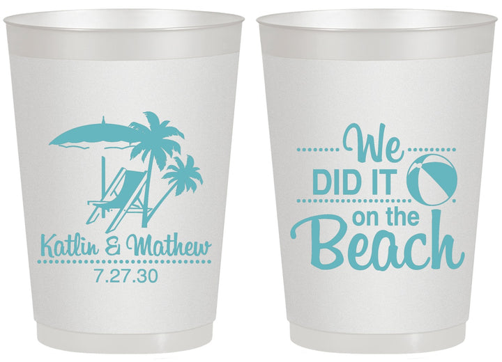 Personalized Wedding 20 oz Frosted Cups - We Did It On The Beach | 317
