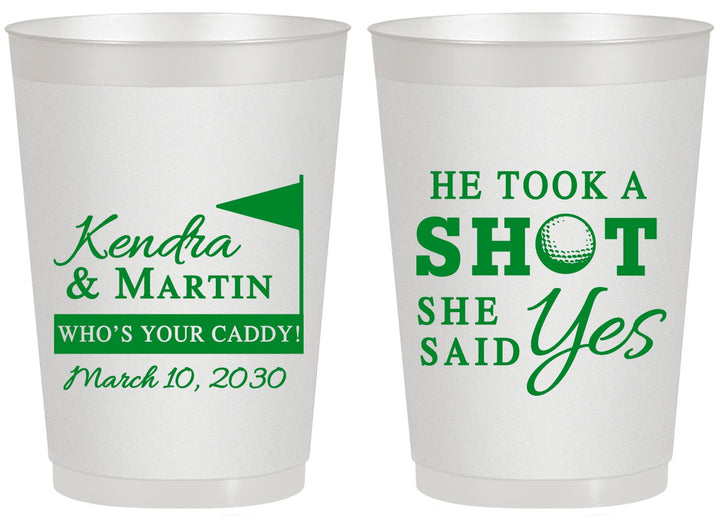 Personalized Wedding 20 oz Frosted Cups - Took A Shot Golf | 320