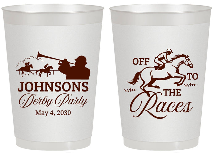 Personalized Derby Day 20 oz Frosted Cups - Off To The Races | 320002