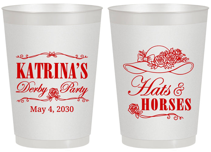 Personalized Derby Day 20 oz Frosted Cups - Hats And Horses | 320005
