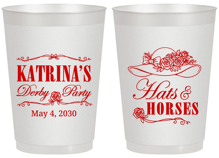 Personalized Derby Day 20 oz Frosted Cups - Hats And Horses | 320005