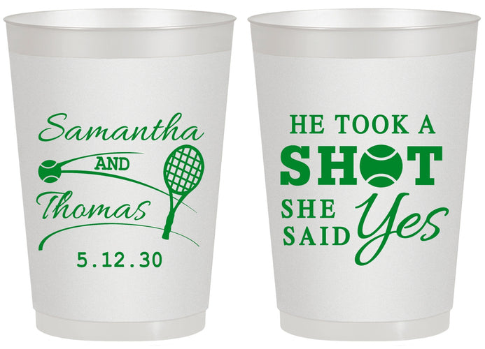 Personalized Wedding 20 oz Frosted Cups - Took A Shot Tennis | 321