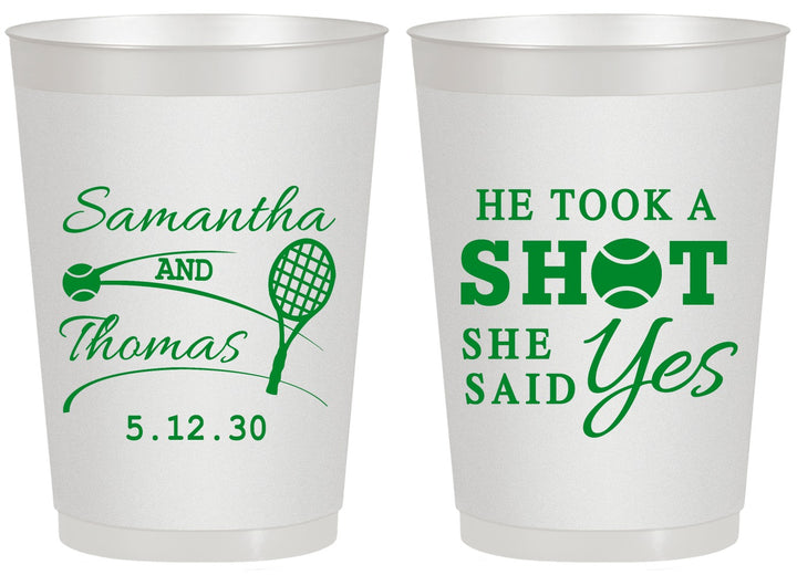 Personalized Wedding 20 oz Frosted Cups - Took A Shot Tennis | 321
