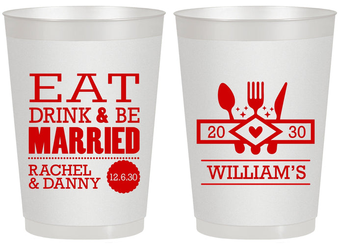 Personalized Wedding 20 oz Frosted Cups - Eat Drink Be Married | 324