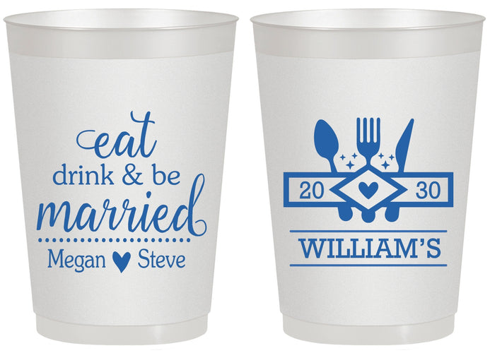 Personalized Wedding 20 oz Frosted Cups - Eat Drink Be Married | 327
