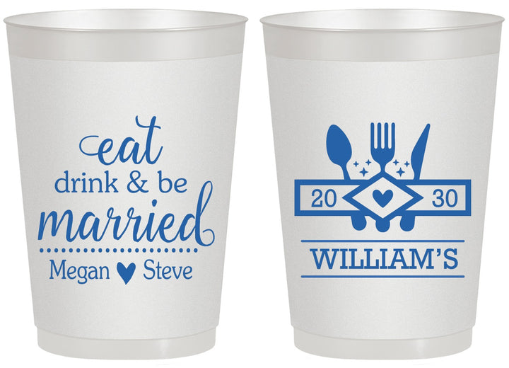Personalized Wedding 20 oz Frosted Cups - Eat Drink Be Married | 327