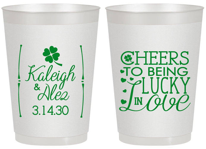 Personalized Wedding 20 oz Frosted Cups - Lucky In Love | 328
