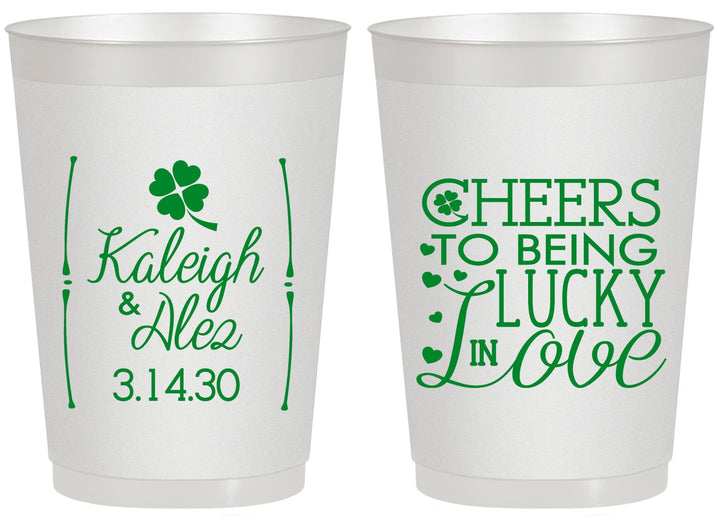 Personalized Wedding 20 oz Frosted Cups - Lucky In Love | 328