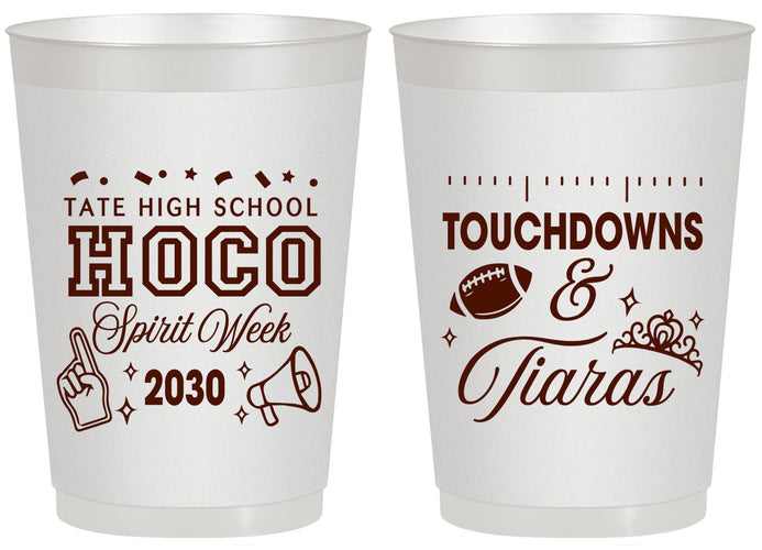 Personalized Homecoming 20 oz Frosted Cups - Touchdowns And Tiaras | 330010