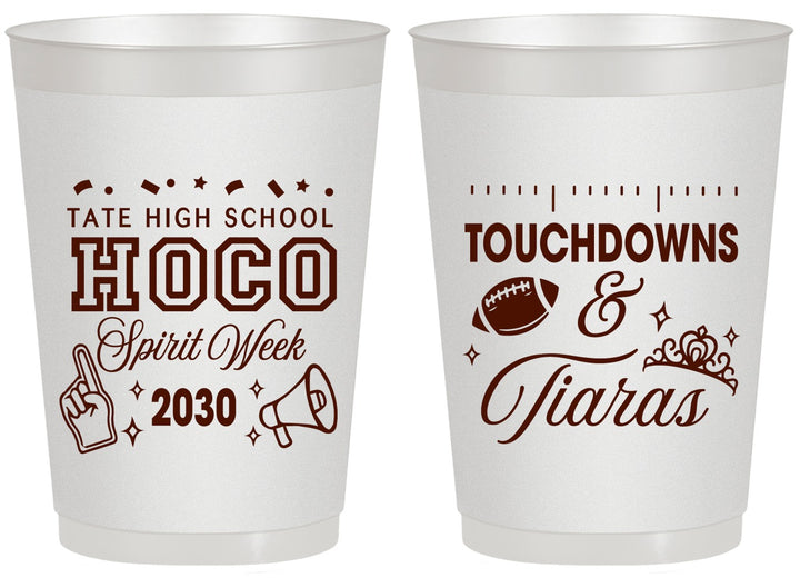 Personalized Homecoming 20 oz Frosted Cups - Touchdowns And Tiaras | 330010