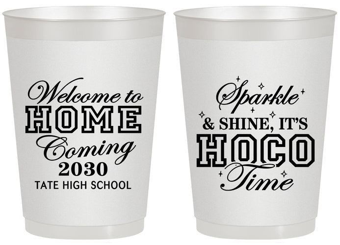 Personalized Homecoming 20 oz Frosted Cups - Sparkle Shine Hoco Time | 330017