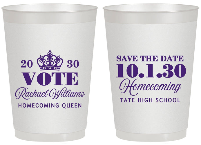 Personalized Homecoming 20 oz Frosted Cups - Hoco Queen Vote | 330020