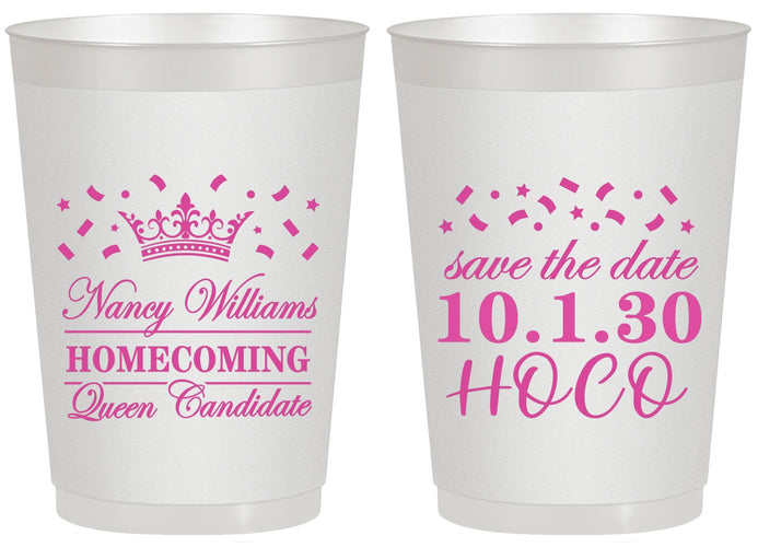 Personalized Homecoming 20 oz Frosted Cups - Hoco Queen Vote | 330024