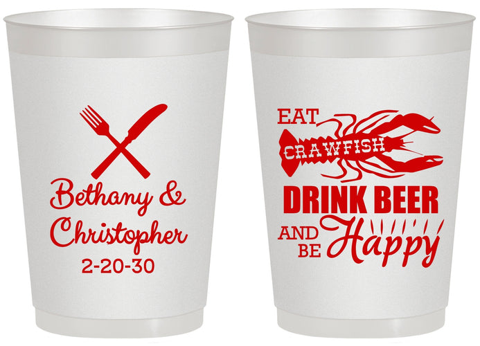 Personalized Wedding 20 oz Frosted Cups - Crawfish Boil | 332