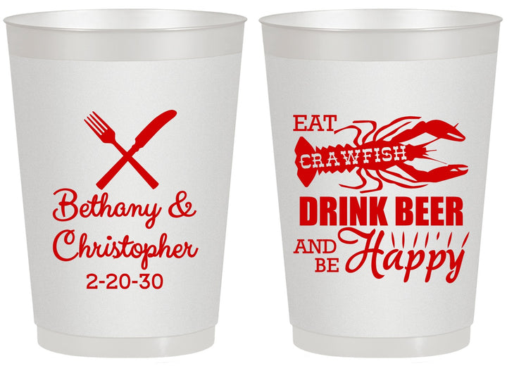 Personalized Wedding 20 oz Frosted Cups - Crawfish Boil | 332