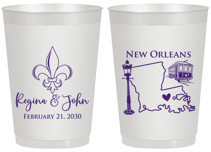 Personalized Wedding 20 oz Frosted Cups - New Orleans | 334